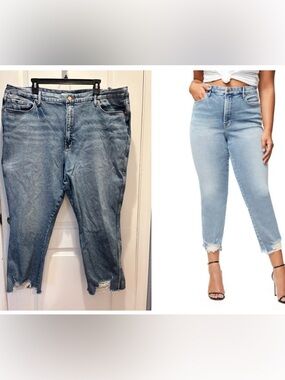 Good American Good Curve Fray Hem High-Waist Crop Jeans Plus size 24